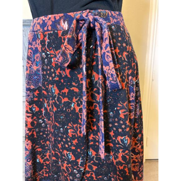 Anthropologie Maeve | Floral Terry Faux Knit Wrap Skirt | Med - Picture 6 of 12